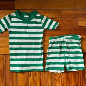 Green and White Striped Kids Pajama Set